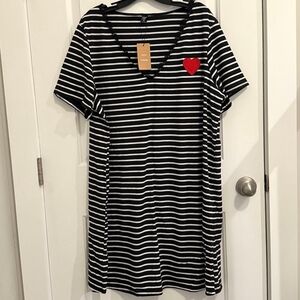Black and White  Dress with Red Heart Patch